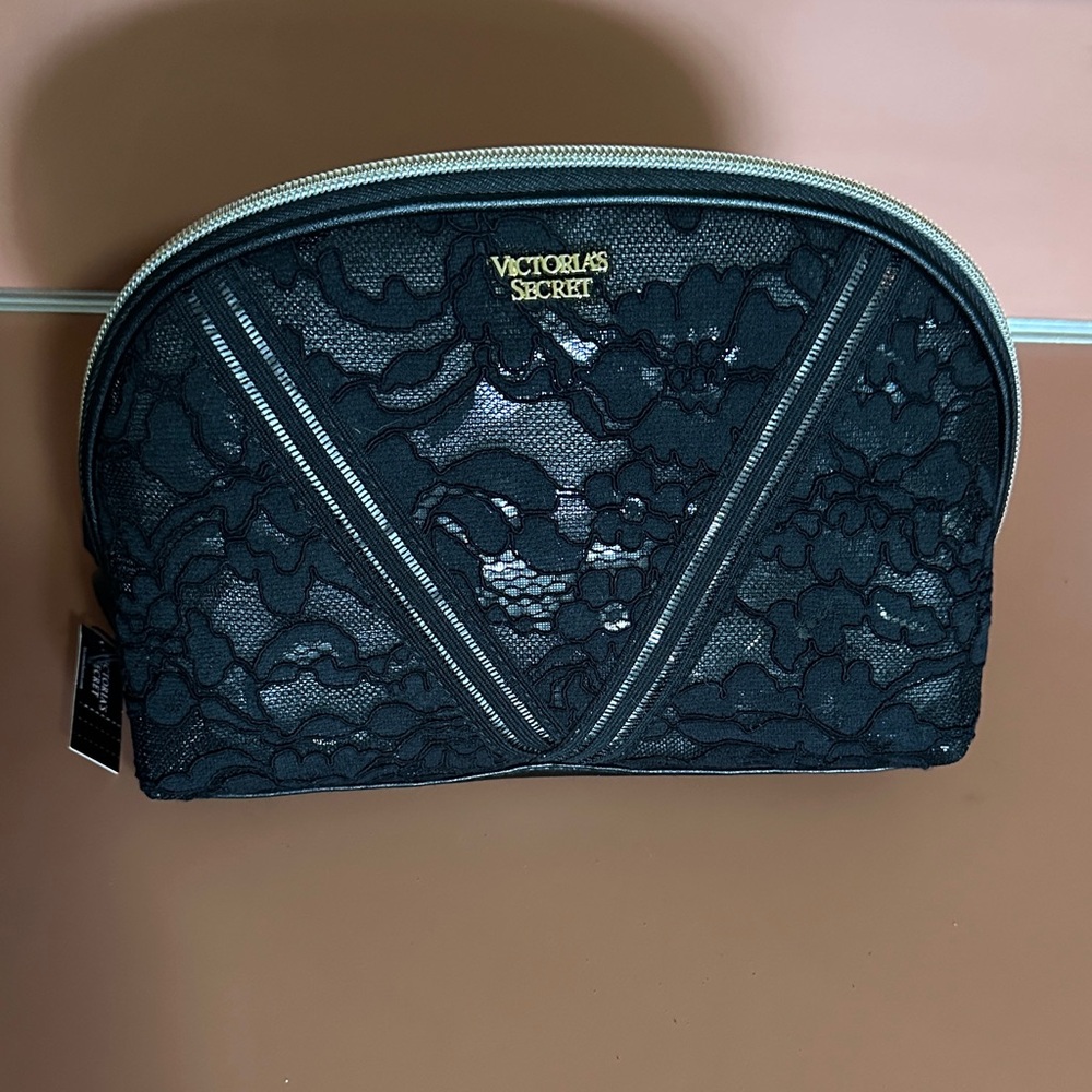 Victoria's Secret Black Textured Cosmetic Bag